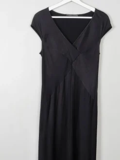 Black Vintage Pearse Fionda Black Satin Evening Dress S