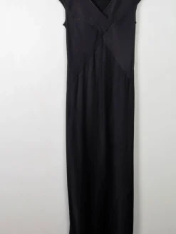 Black Vintage Pearse Fionda Black Satin Evening Dress S