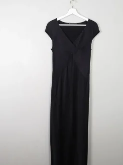 Black Vintage Pearse Fionda Black Satin Evening Dress S