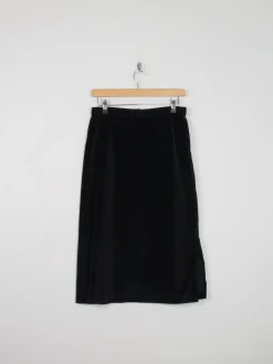 Black Vintage Pencil Velvet Skirt 28W/10