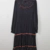 Black Vintage Prairie Style Midi Dress M