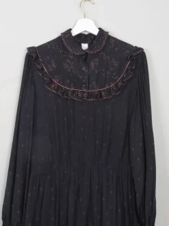 Black Vintage Prairie Style Midi Dress M