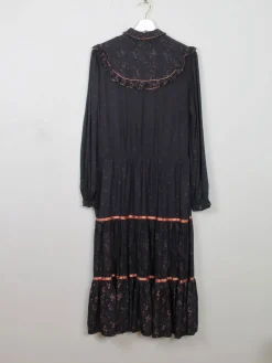Black Vintage Prairie Style Midi Dress M