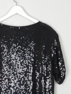 Black Vintage Sequin 1980s Top With Beading S Relaxed Fit