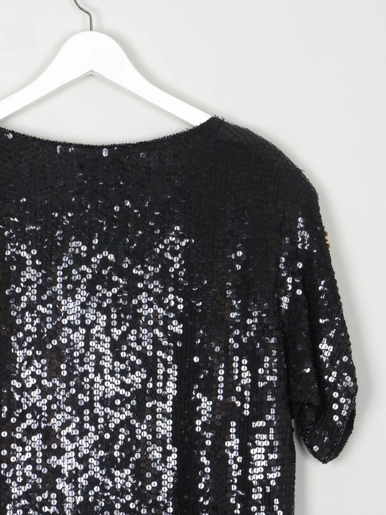Black Vintage Sequin 1980s Top With Beading S Relaxed Fit
