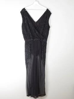 Black Vintage Style Beaded & Body Suit/ Jumpsuit L