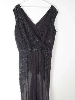 Black Vintage Style Beaded & Body Suit/ Jumpsuit L