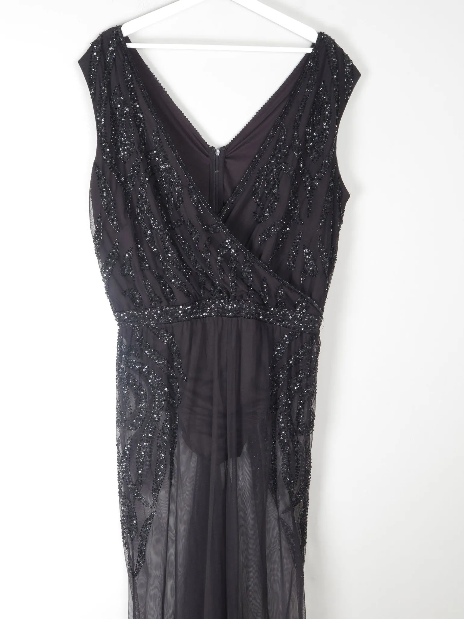 Black Vintage Style Beaded & Body Suit/ Jumpsuit L