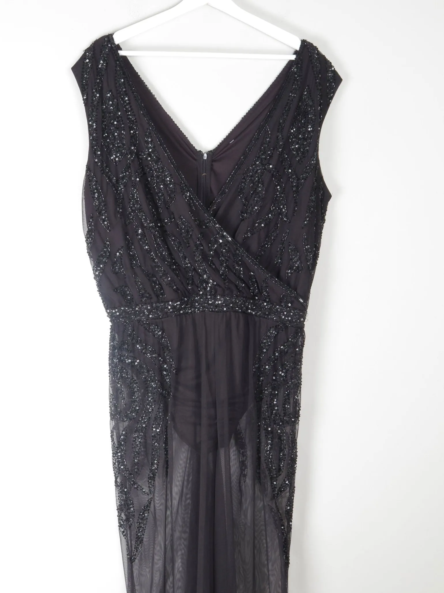 Black Vintage Style Beaded & Body Suit/ Jumpsuit L
