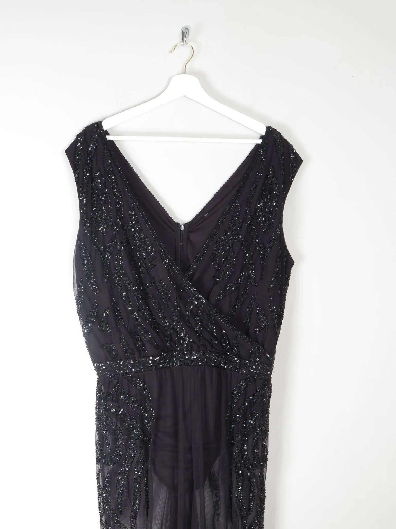 Black Vintage Style Beaded & Body Suit/ Jumpsuit L