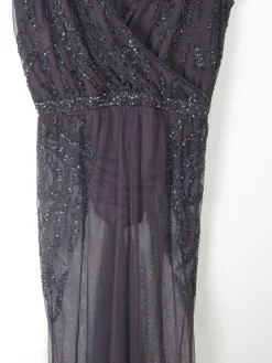 Black Vintage Style Beaded & Body Suit/ Jumpsuit L