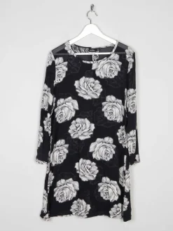 Black Vintage Whistles Dress With Flowers M