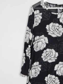Black Vintage Whistles Dress With Flowers M