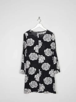 Black Vintage Whistles Dress With Flowers M