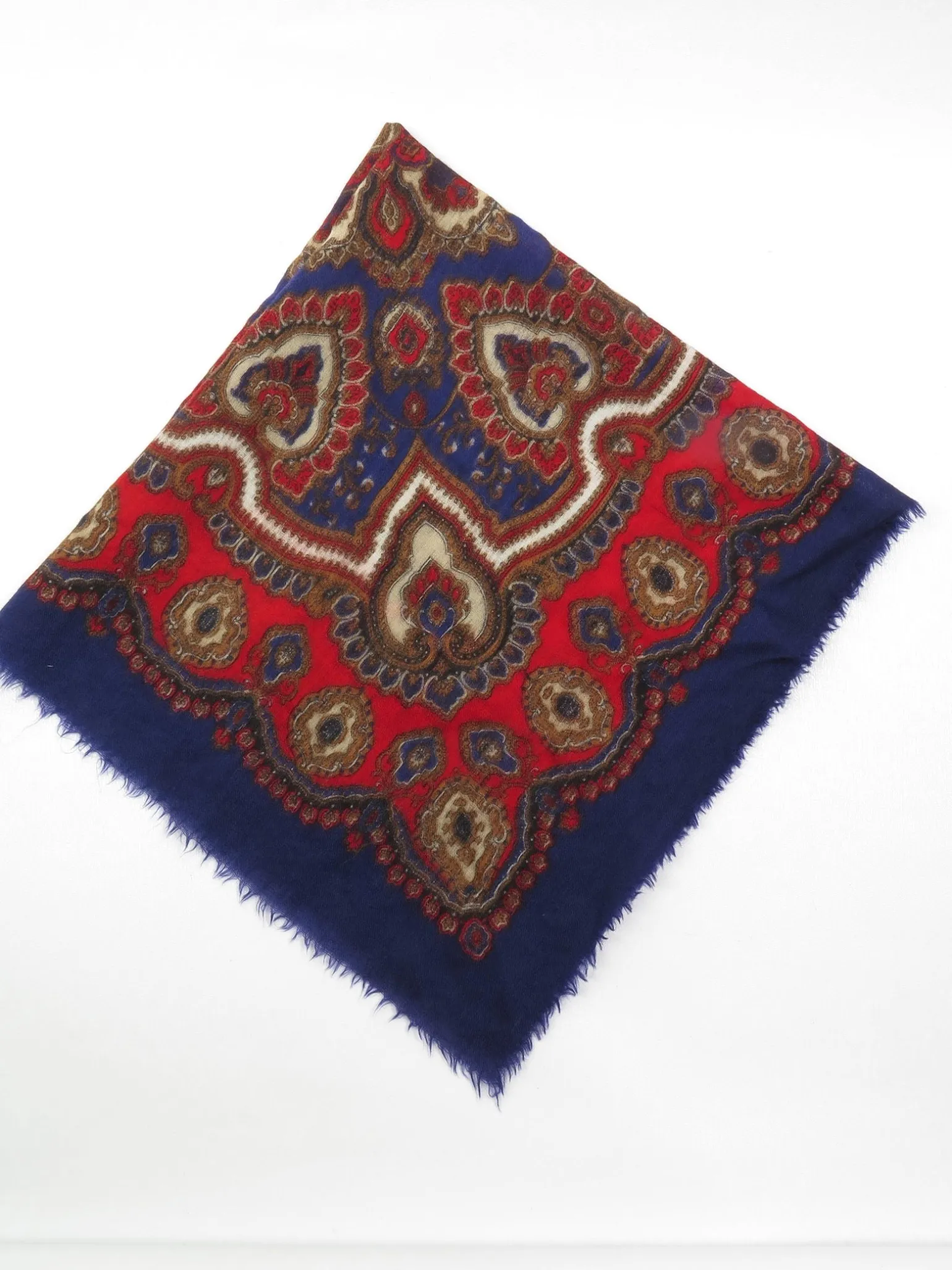 Blue & Red Vintage Wool Scarf
