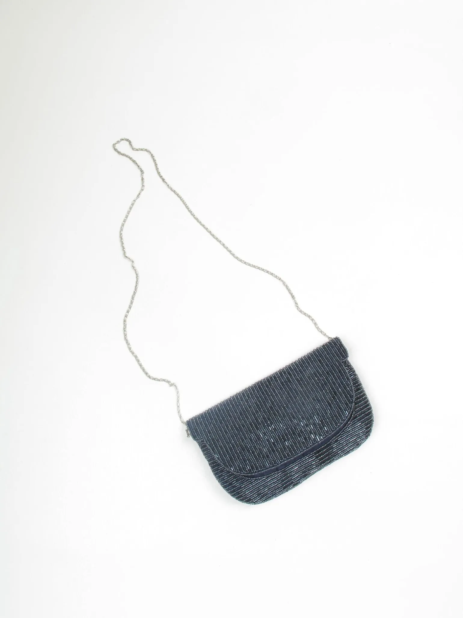 Blue Navy Beaded Vintage Style Clutch Blag