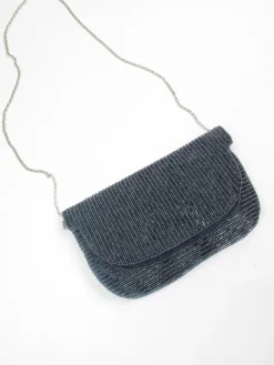 Blue Navy Beaded Vintage Style Clutch Blag