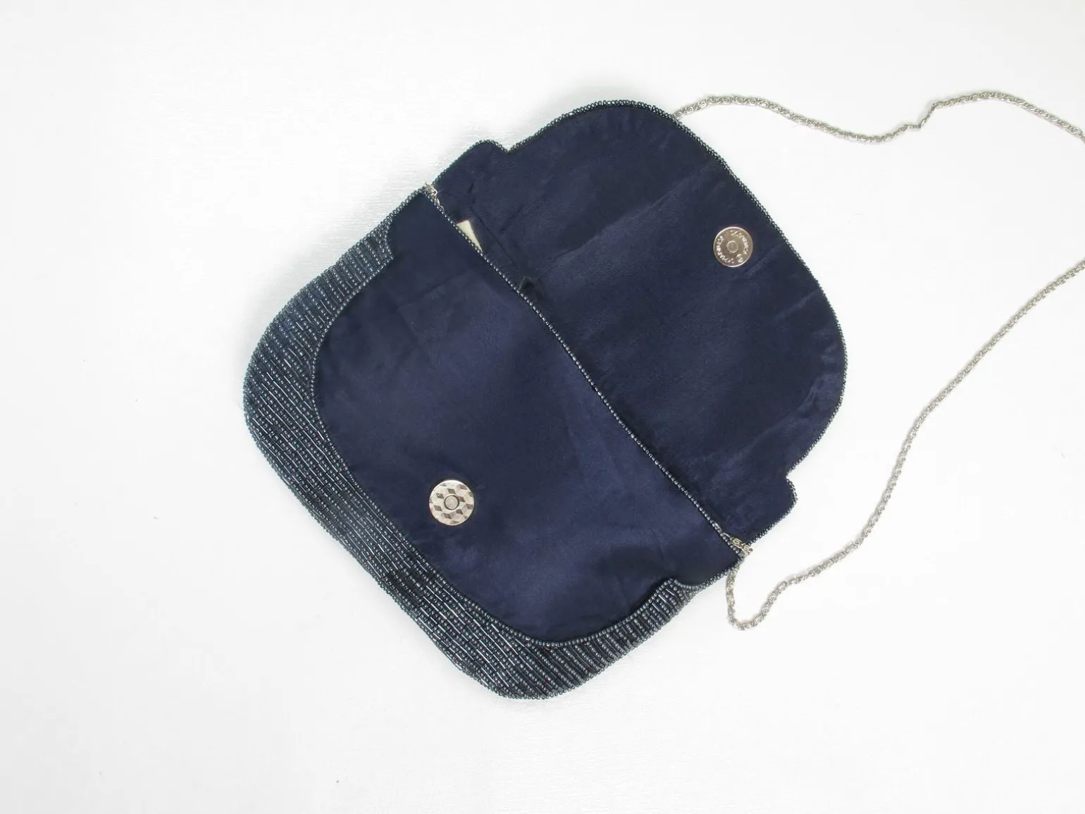 Blue Navy Beaded Vintage Style Clutch Blag