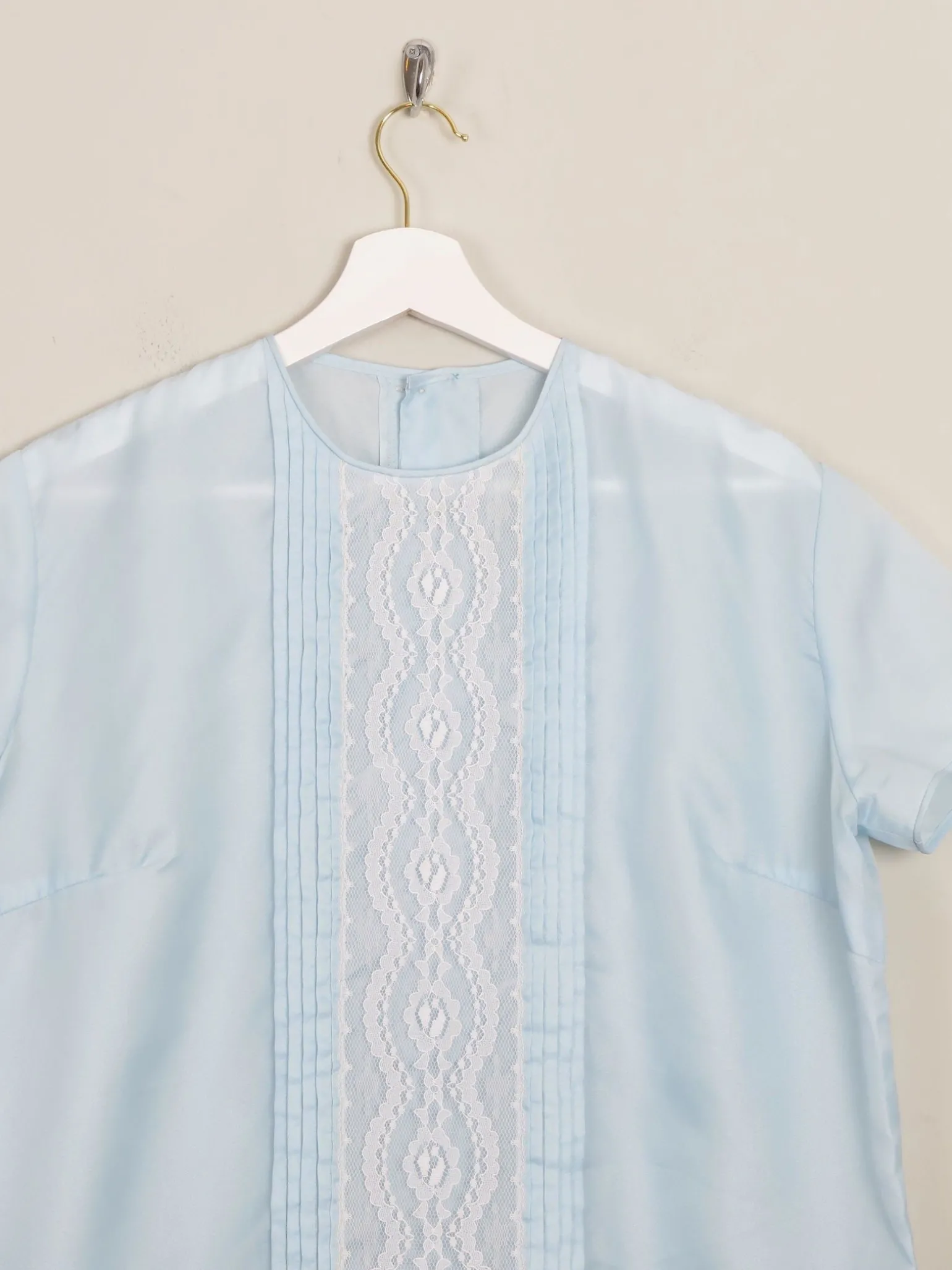 Blue 1960s Vintage Short Sleeved Blouse L