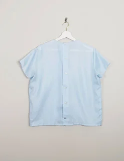 Blue 1960s Vintage Short Sleeved Blouse L