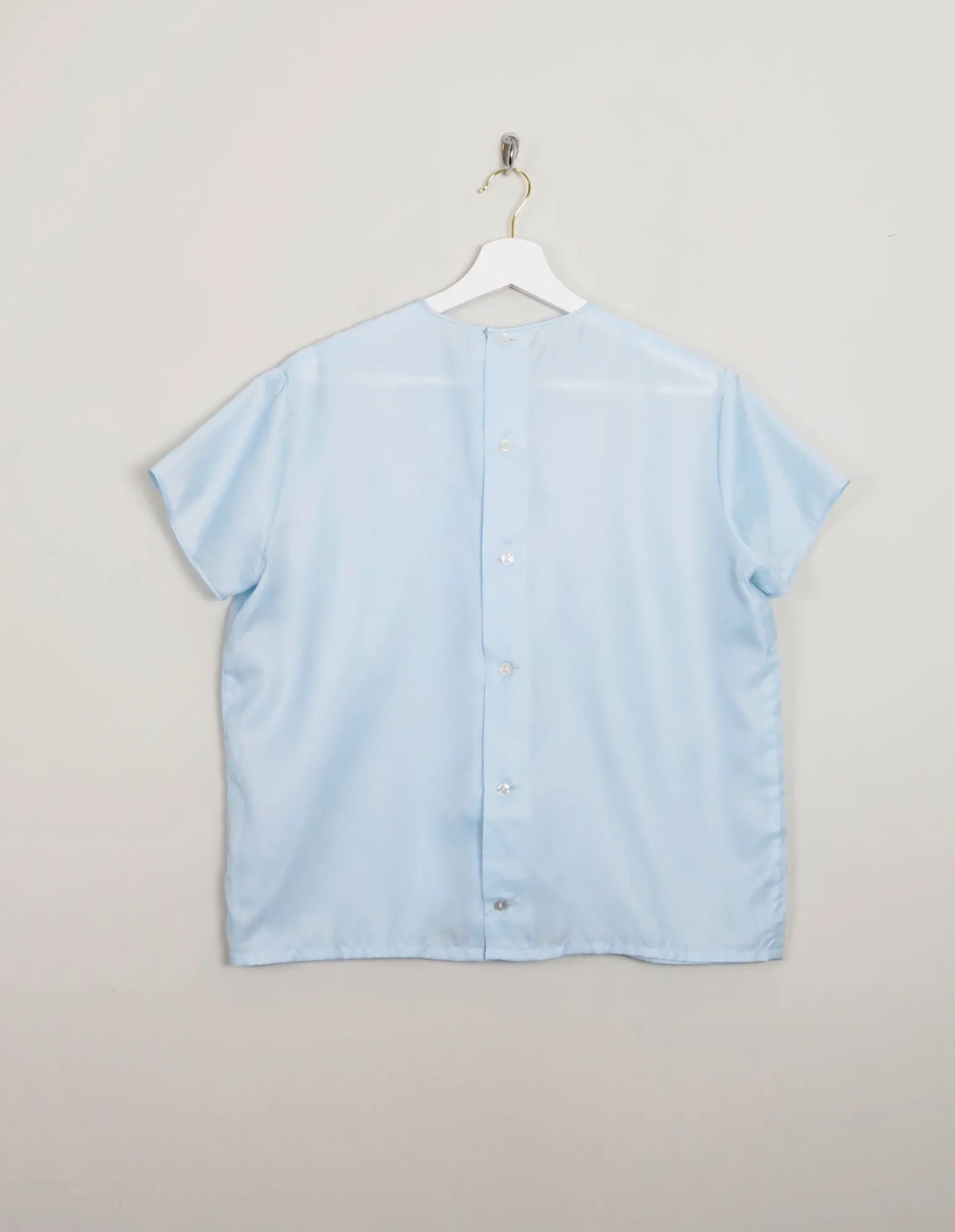Blue 1960s Vintage Short Sleeved Blouse L