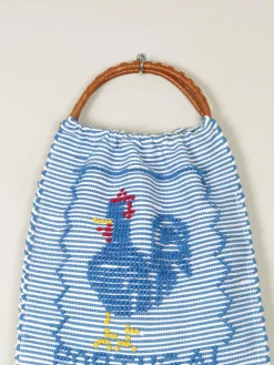 Blue Vintage Cotton Portugal Striped Embroidered Bag