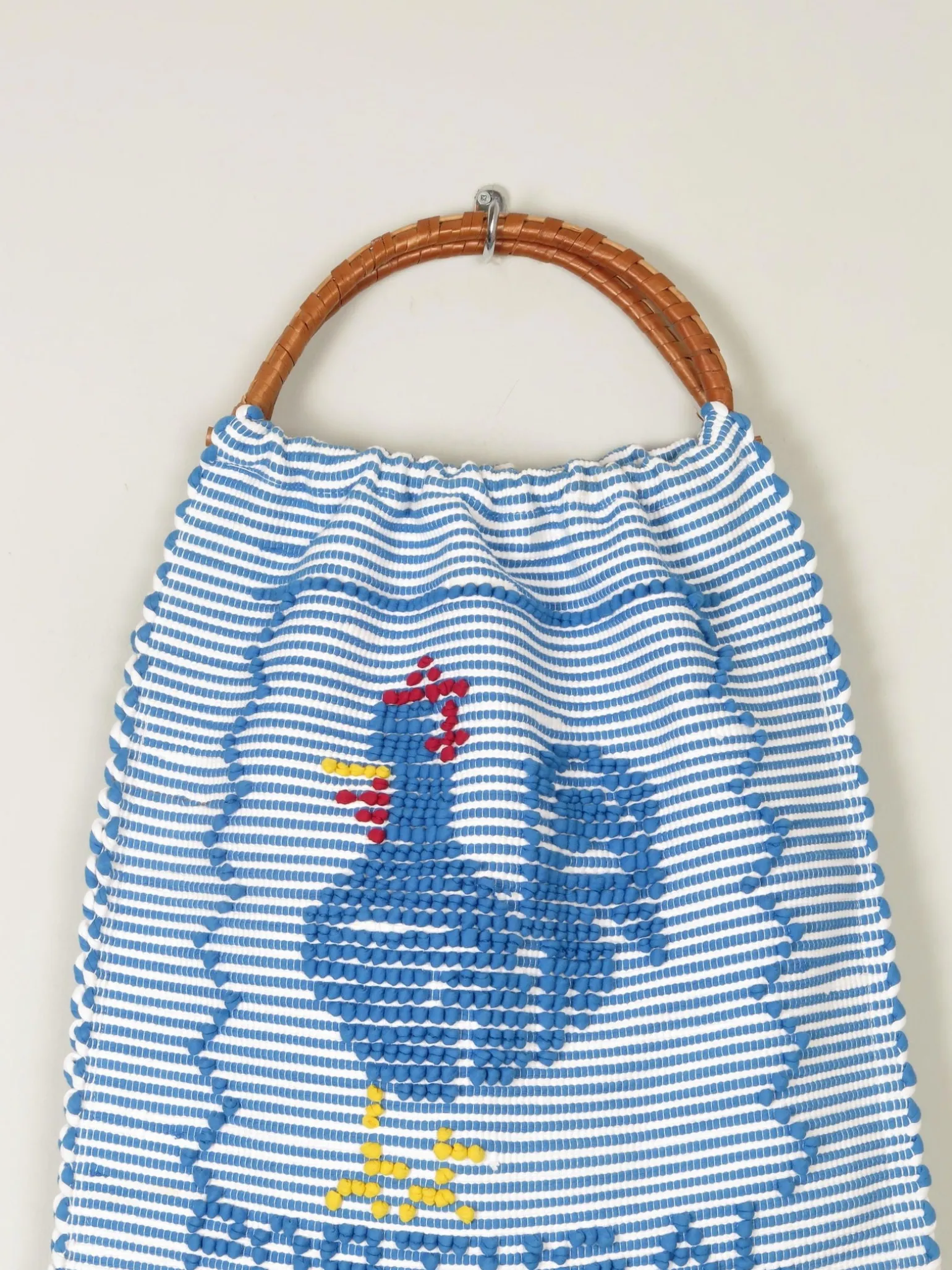 Blue Vintage Cotton Portugal Striped Embroidered Bag