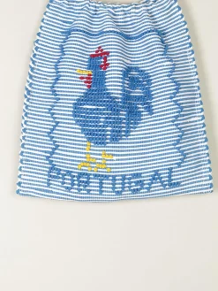 Blue Vintage Cotton Portugal Striped Embroidered Bag