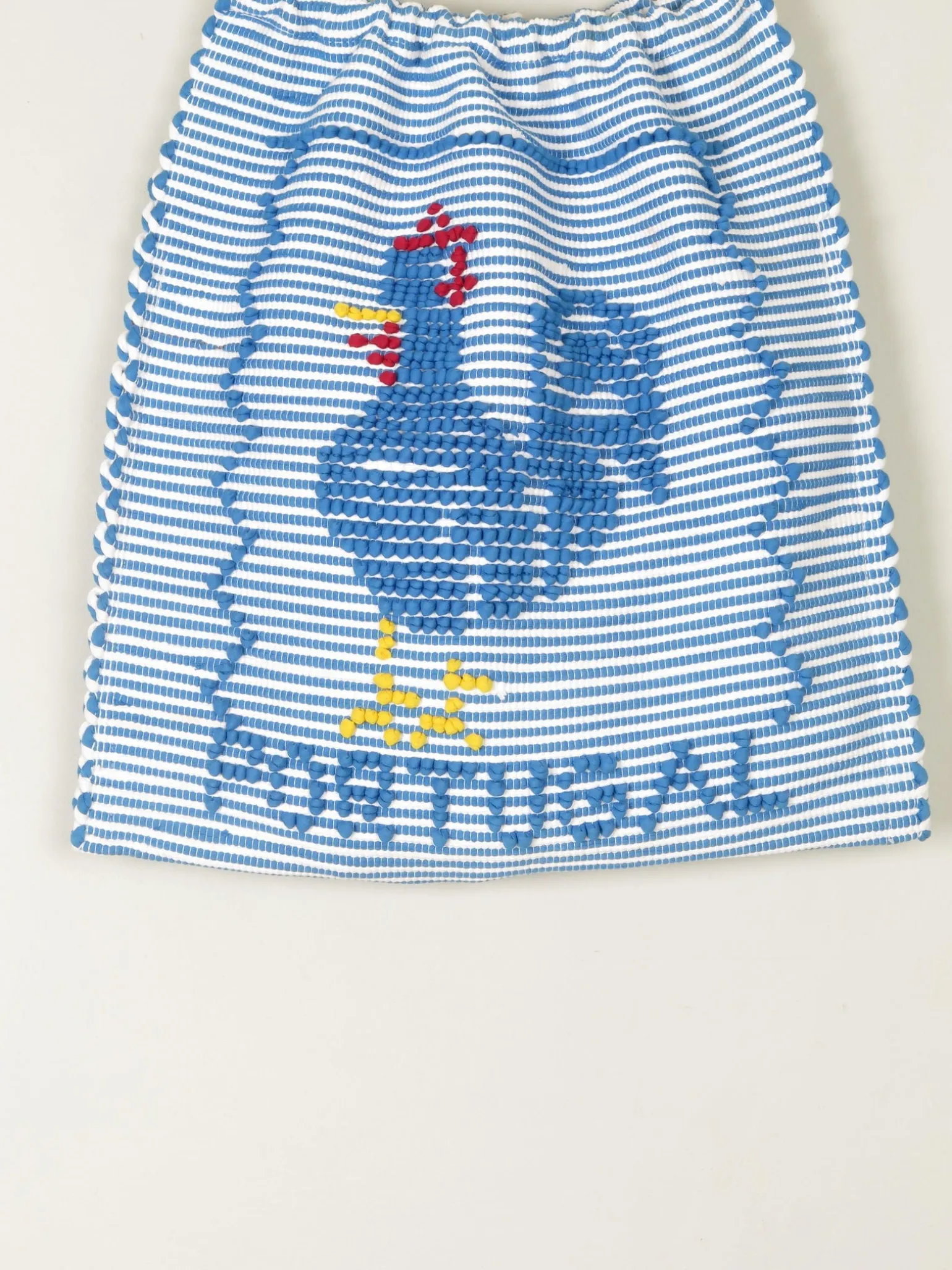 Blue Vintage Cotton Portugal Striped Embroidered Bag