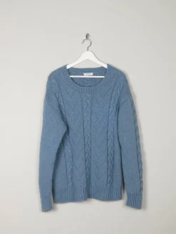 Blue Vintage Hand-knit Unisex Jumper L