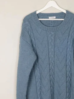 Blue Vintage Hand-knit Unisex Jumper L