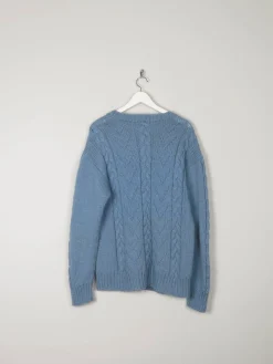 Blue Vintage Hand-knit Unisex Jumper L
