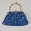 Blue Vintage Straw Handbag 1950s