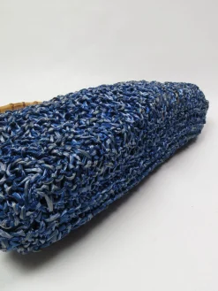 Blue Vintage Straw Handbag 1950s
