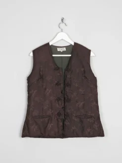 Brown Vintage Chinese Quilted Waistcoat XS 6/8