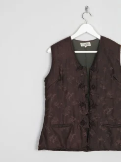 Brown Vintage Chinese Quilted Waistcoat XS 6/8