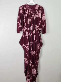Burgundy & Pink Vintage Dress Kayser Oversized S-L