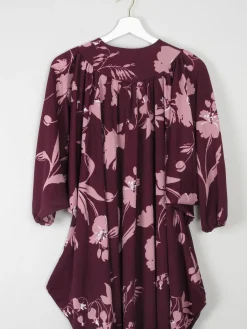 Burgundy & Pink Vintage Dress Kayser Oversized S-L