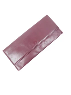 Burgundy Leather 1950s Large Clutch Vintage Bag