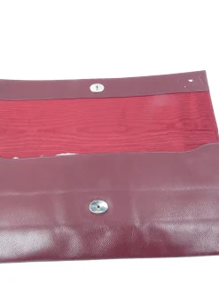 Burgundy Leather 1950s Large Clutch Vintage Bag