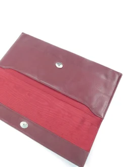 Burgundy Leather 1950s Large Clutch Vintage Bag