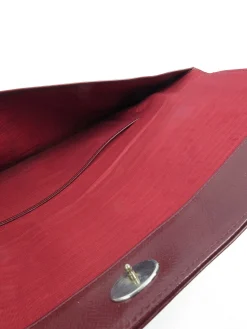 Burgundy Leather 1950s Large Clutch Vintage Bag