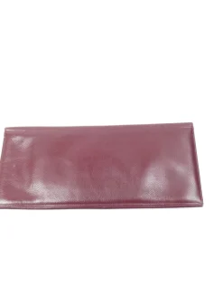 Burgundy Leather 1950s Large Clutch Vintage Bag