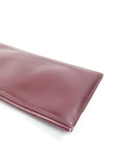 Burgundy Leather 1950s Large Clutch Vintage Bag