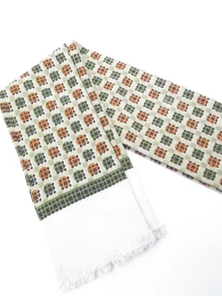 Classic Vintage Green Printed Cravat Style Scarf