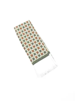 Classic Vintage Green Printed Cravat Style Scarf