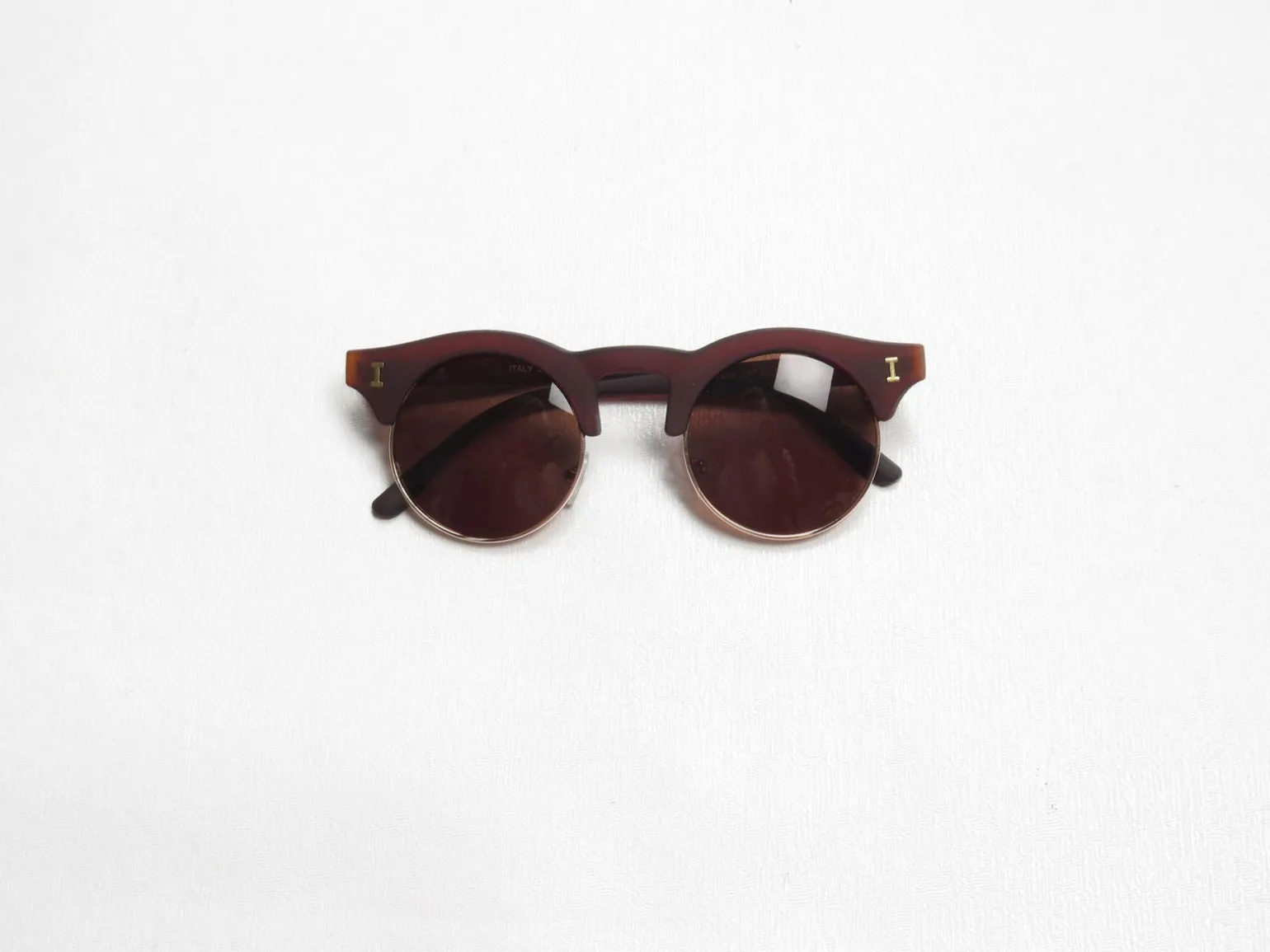 Clubmaster Style Sunglasses With Round Lenses Black/Brown