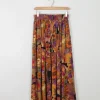 Colourful Vintage Midi Skirt With Elastic Waist S/M