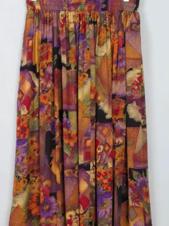 Colourful Vintage Midi Skirt With Elastic Waist S/M