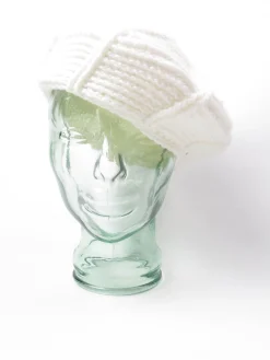 Cream Beret Vintage Knitted Crochet S/M